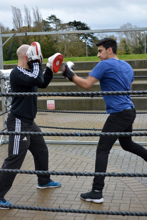 Student in boxing session