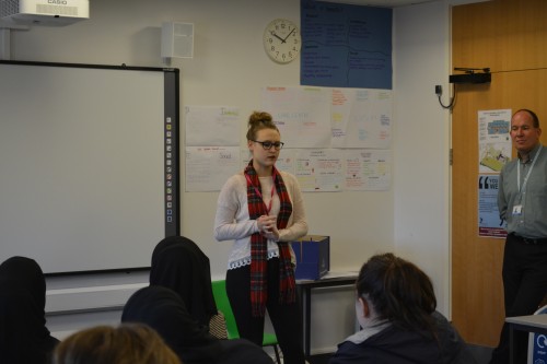 Jess talking to the class