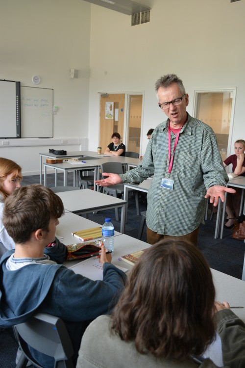 John Hegley teaching a class