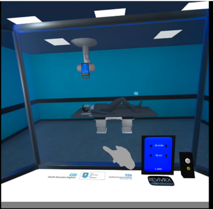 The control panel used to perform X-rays on the virtual patient, modelled after Sheffield Teaching Hospitals facilities. 